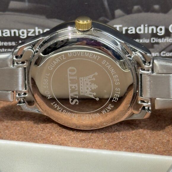 OLEVS Women’s Quartz Watch Black Dial Two-Tone Stainless Steel Date Day 5567L - Picture 3 of 12